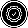 Package with checkmark symbol